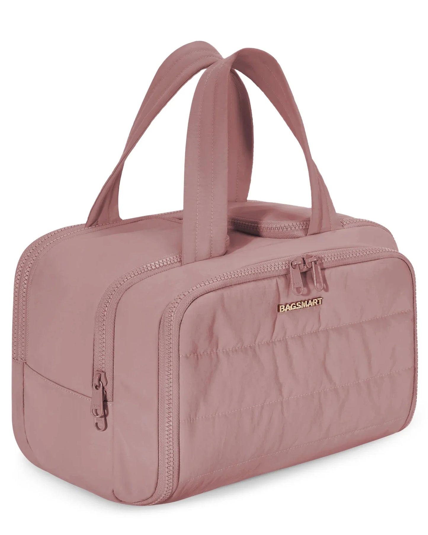 Trousse de toilette rose foncé avec finition sophistiquée