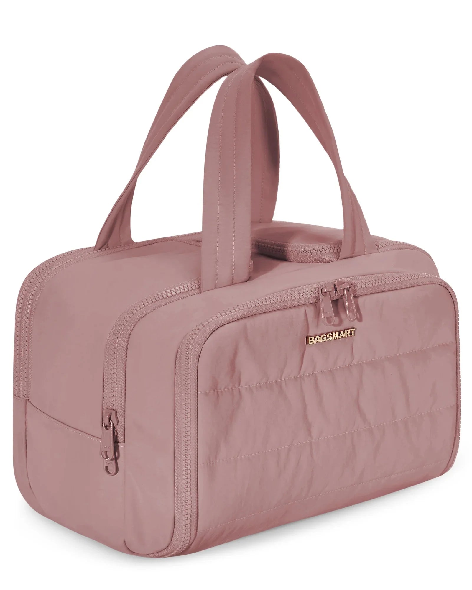 Trousse de toilette rose foncé avec finition sophistiquée