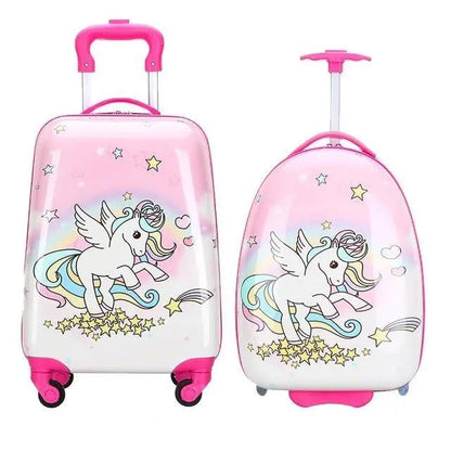 Valise rose rigide pour enfant avec motif licorne étoilée
