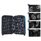 Valise bleue ouverte montrant l'intérieur spacieux