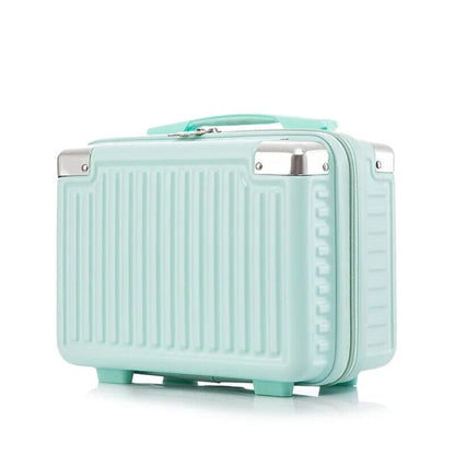 Vanity case rigide turquoise avec reflets lumineux