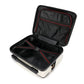 Vanity case ouvert montrant l'espace de rangement spacieux