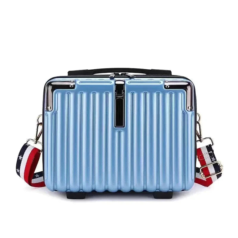 Vanity case rigide bleu avec coins renforcés