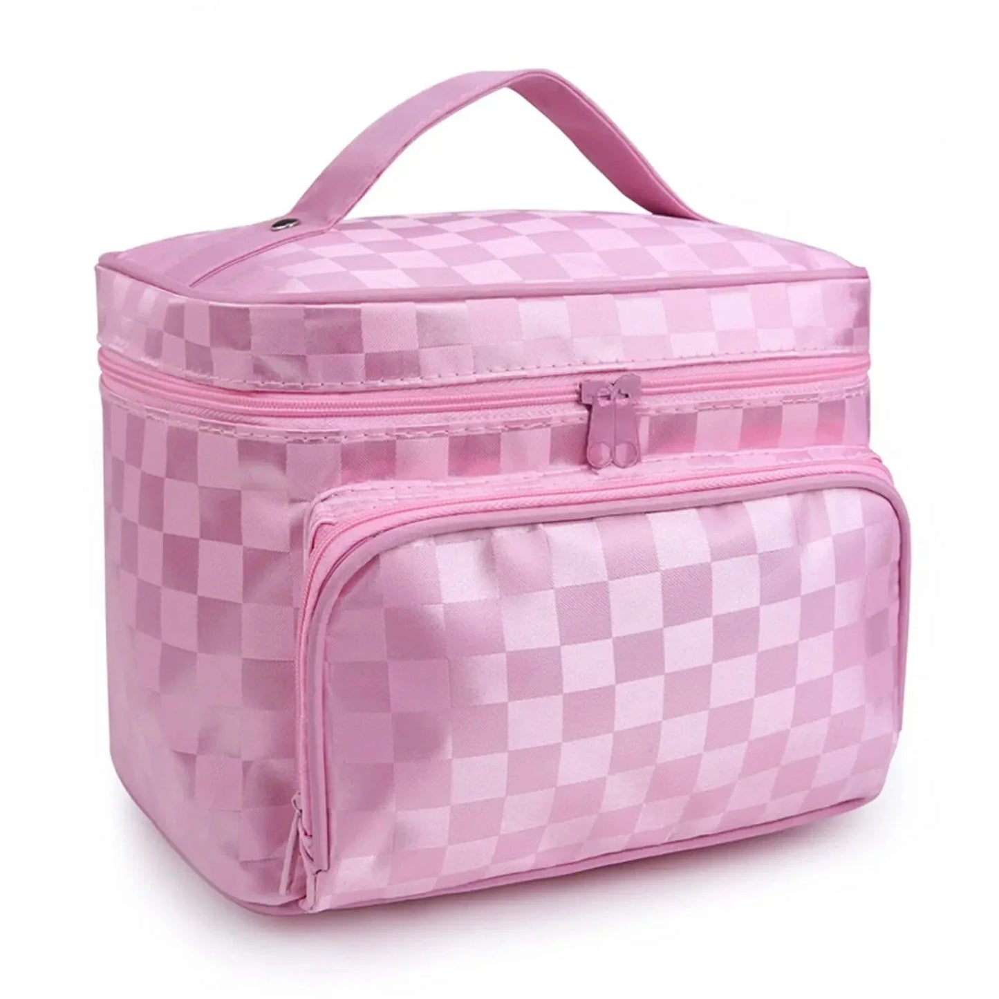 Vanity case rose motif damier, vue de face