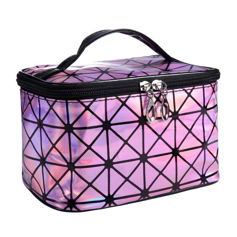 Vanity rose compact avec détails de couture visibles