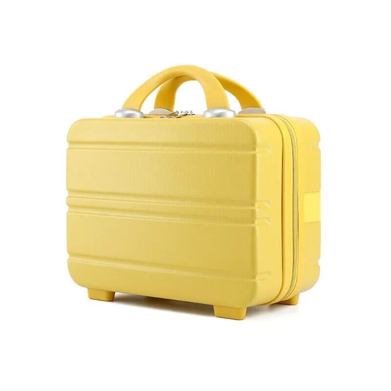 Vanity rigide jaune avec texture de coque valise
