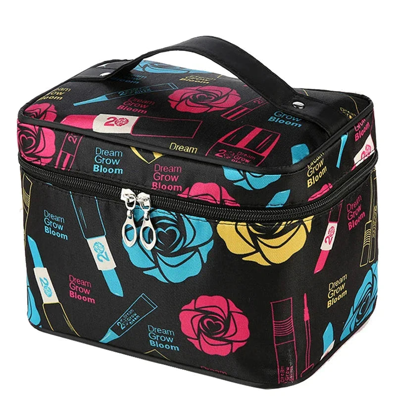 Vanity noir élégant avec compartiments pour maquillage et accessoires