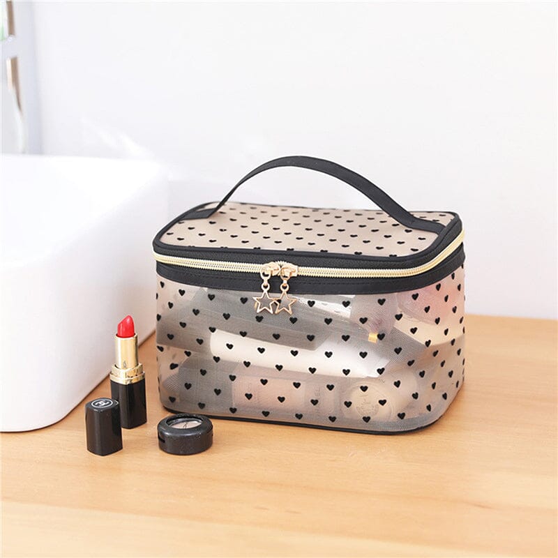 Vanity transparent avec motif cœurs, vue de face
